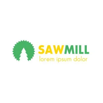 Sawmill logo element design, sawmill sign isolated on white, vector illustrat Stock Illustration