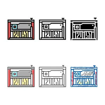 Sawmill machine color icon set vector Stock Illustration