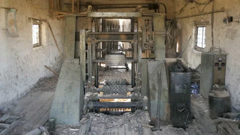 Sawmill. Manufacturing. Outdated sawmill machine Stock Footage 89901240
