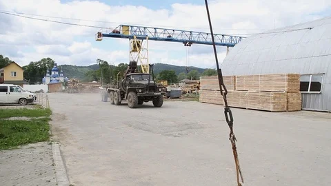 Sawmill. The truck is going Video stock 74430131