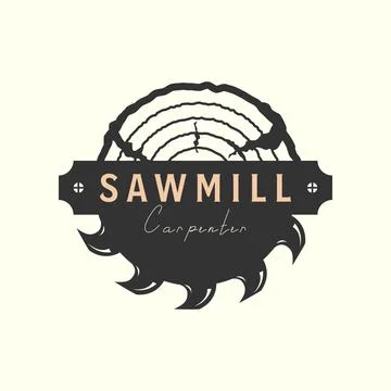 Sawmill vintage logo vector template illustration design. carpenter or timber Stock Illustration