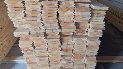 Sawn timber in the store. Stock Photos