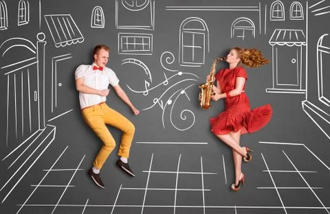Sax and dances. Stock Photos