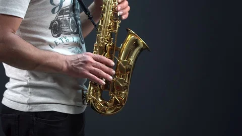 Sax Player with black background Stock Footage 75288000
