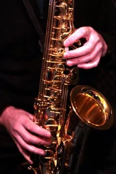 Sax player close up Stock Photos