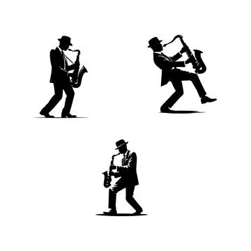 Sax player icons Stock Illustration