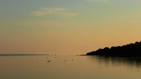 Saxnäs on Öland has a campsite with a view of Kalmarsund and wonderful nature. Stock Footage 219280756