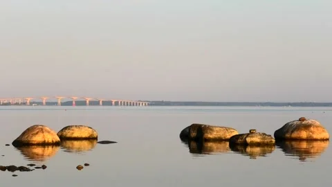 Saxnäs on Öland has a campsite with a view of Kalmarsund and wonderful nature. Stock Footage 219280933