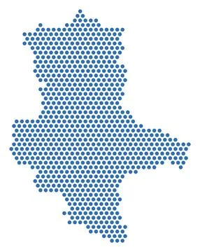 Saxony-Anhalt dotted map, blue dots, German federal state Illustrazione stock