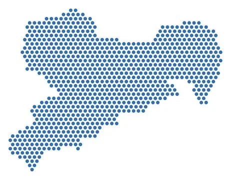 Saxony dotted map, blue dots, German federal state Illustrazione stock