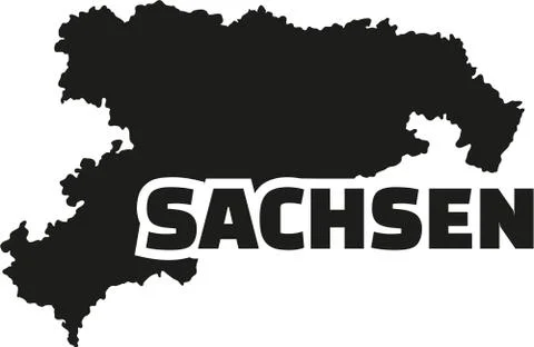 Saxony map with german title Illustrazione stock