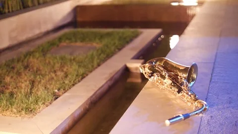 Saxophone and fire shadow Stock Footage 84025271