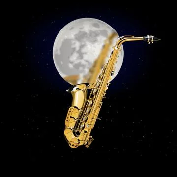 Saxophone on a background of the moon Stock Illustration