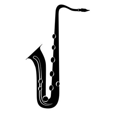 Saxophone black and white vector, music Stock Illustration