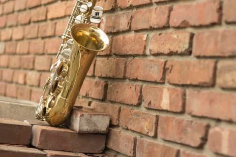 Saxophone Brick Wall Stock Photos
