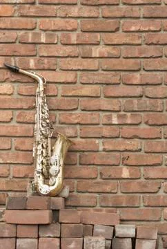 Saxophone Brick Wall Stock-Fotos