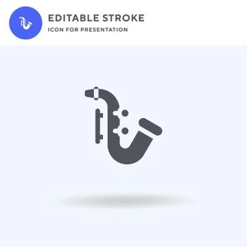 Saxophone icon vector, filled flat sign, solid pictogram isolated on white, l Stock Illustration