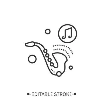 Saxophone line icon.Editable vector illustration Stock Illustration