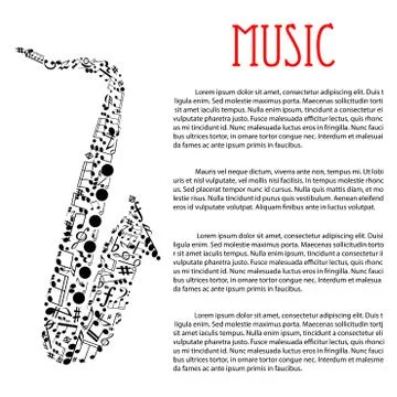 Saxophone made up of musical notes Stock Illustration