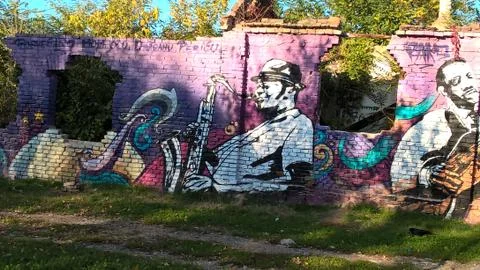 Saxophone Music Graffiti Art Stock Photos