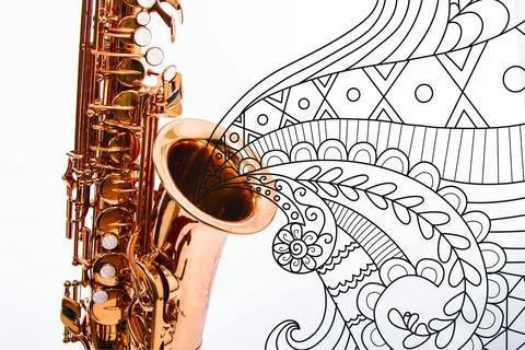 Saxophone with notes Stock Illustration