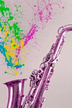 Saxophone Paint Splatters Stock Illustration