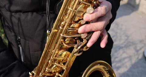 Saxophone in the Park Close Up Stock Footage 263041344