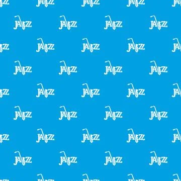Saxophone pattern vector seamless blue Stock Illustration