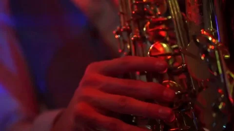 Saxophone Player Close Up Vídeo Stock 75737766