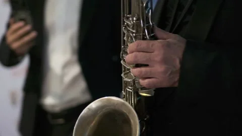 Saxophone player close up Stock Footage 237740531