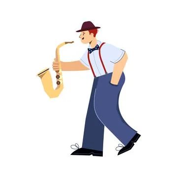 Saxophone player isolated. Flat vector stock illustration. Jazz live concert Stock-Illustration