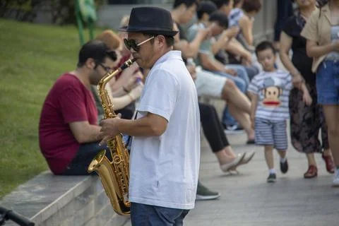 Saxophone player Stock Photos