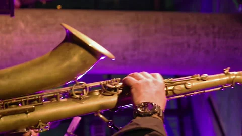 Saxophone player on the stage Stock Footage 91151969