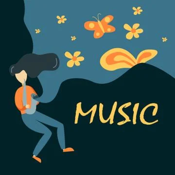 Saxophone Player Vector Illustration In Primitive Cartoon Childish Style Stock Illustration