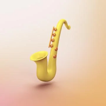 Saxophone - stylized 3d CGI icon object Stock Illustration
