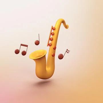 Saxophone - stylized 3d CGI icon object Stock Illustration