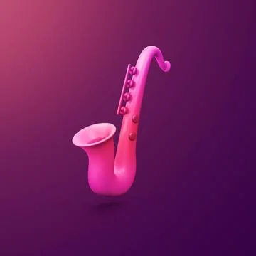Saxophone - stylized 3d CGI icon object, Not gen Ai Stock Illustration