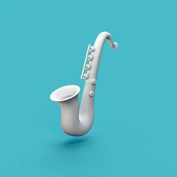 Saxophone - stylized 3d CGI icon object, Not gen Ai Stock Photos