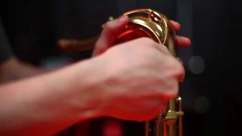 The saxophonist is getting ready. Stock Footage 75027314