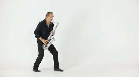 Saxophonist performs jazz on saxophone Video stock 43098458