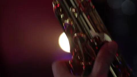 Saxophonist plays on stage, button closeup Stock Footage 166506295