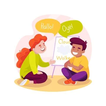 Say hello in foreign language isolated cartoon vector illustration. Stock Illustration