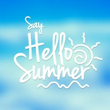 Say Hello Summer Text, Vector Illustration 스톡 일러스트