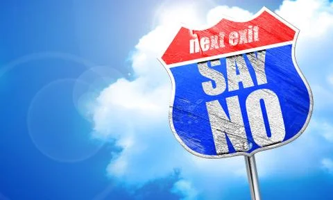 Say no, 3D rendering, blue street sign Illustrazione stock