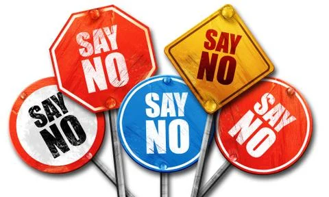 Say no, 3D rendering, street signs Illustrazione stock