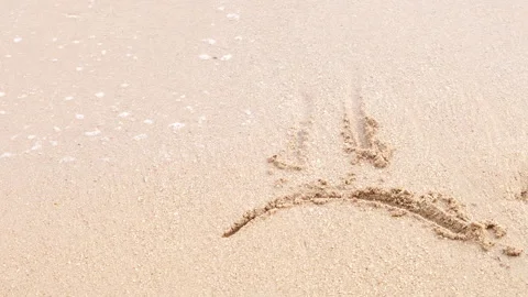Say No to negative thinking. Young woman spending time near the sea, drawing sad Stock Footage 149434139