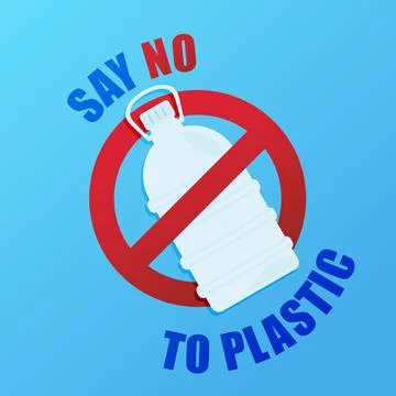 Say no to plastic. Environmental poster with text. Pollution problem concept. Stock Illustration