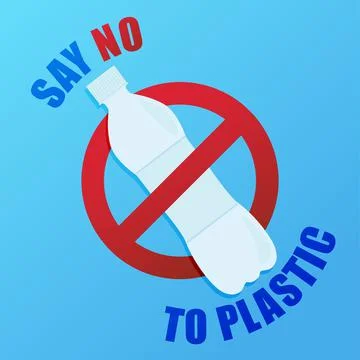 Say no to plastic. Environmental poster with text. Pollution problem concept. Stock Illustration