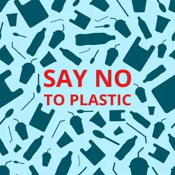 Say no to plastic, seamless pattern. Stock Illustration