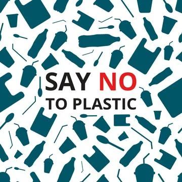 Say no to plastic, seamless pattern. Ilustração Stock